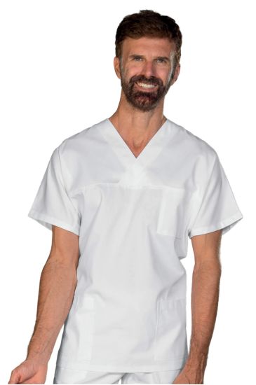 CASACCA COLLO A V BIANCO UNISEX OEKO-TEX&reg; STANDARD 100 CERTIF N. 25CX00077 CL II CENTROCOT Bianco Isacco